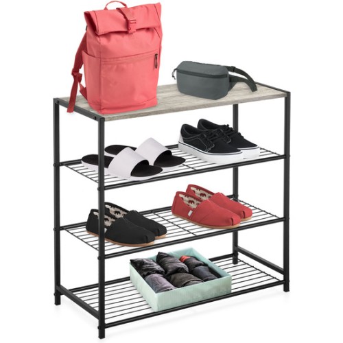 4-Tier Shelf Black Metalwood Confortime