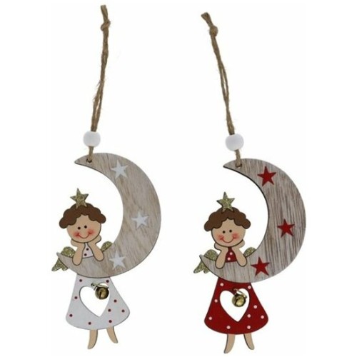 Moon Pendant with Angel 6.5x11x0.5 cm