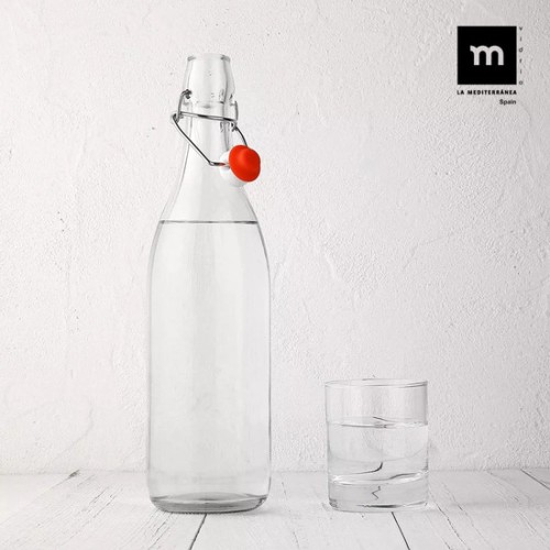 Transparent Glass Bottle 1L La Mediterranea