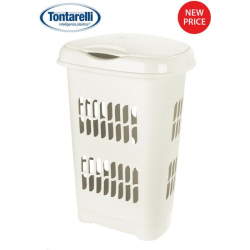50L Cream Colored Trash Can with Lid