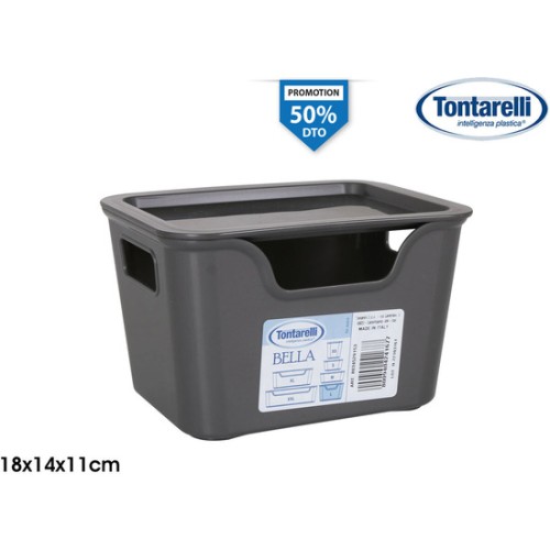 Small Box with Lid Bella Anthracite 18x14x11 cm