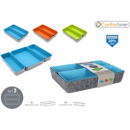 Set 3 Organizadores Fieltro 28x20.5x5.3 Confortime