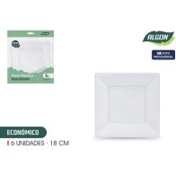 Set de 6 Platos Cuadrados Ecológicos 18cm Algon
