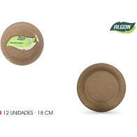 Set of 12 Kraft Paper Plates 18cm