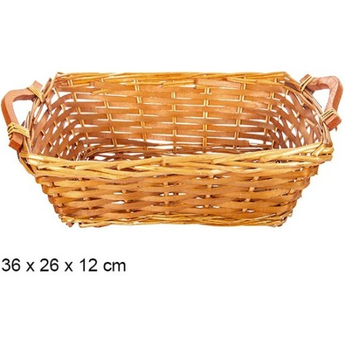 Cesta Mimbre Rectangular Con Asas Miel
