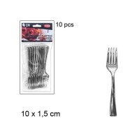 10 Plastic Forks Metal Effect 10cm