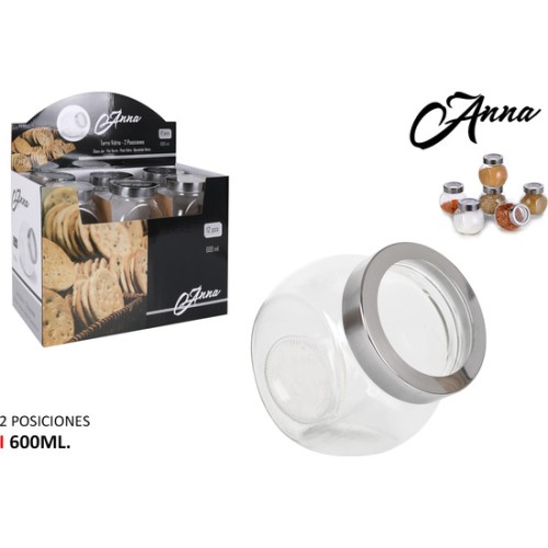 Anna 600ml Glass Jar with Dual Position