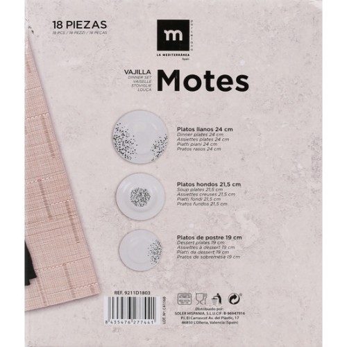 Vajilla Redonda 18pcs Motes MD