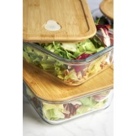 Rectangular Lunch Box with Bamboo Lid 17.5x13cm Quttin