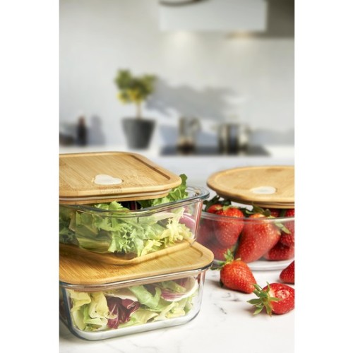 Rectangular Lunch Box with Bamboo Lid 17.5x13cm Quttin