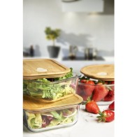 Rectangular Lunch Box with Bamboo Lid 17.5x13cm Quttin
