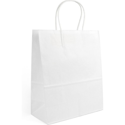 Set of 3 White Paper Bags 32x12x40cm