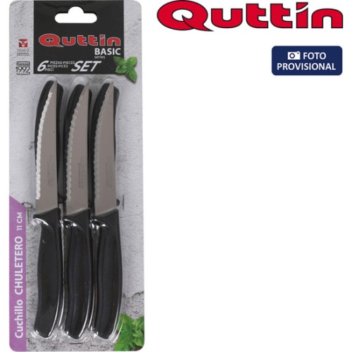 Set 6pzs Cuchillos Bistec Sierra 11cm Basic
