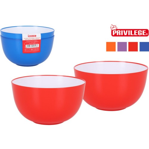Set of 2 Assorted Bicolor Plastic Bowls for Dining
