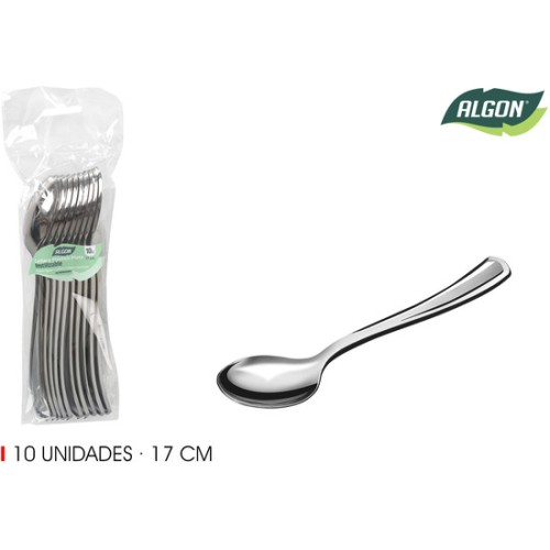 Set de 10 Cucharas Grandes de Plata Algon - 17cm