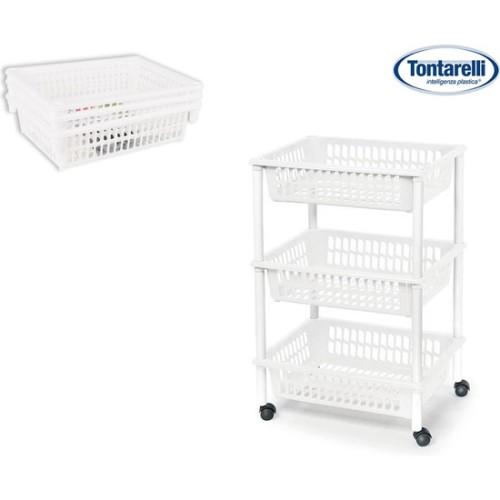 Grocery Cart 3 Baskets Mito 3 White