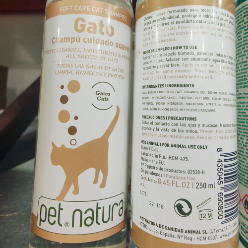 Champú Gatos 250 Ml Petnatura Fórmula Hidratante Suave
