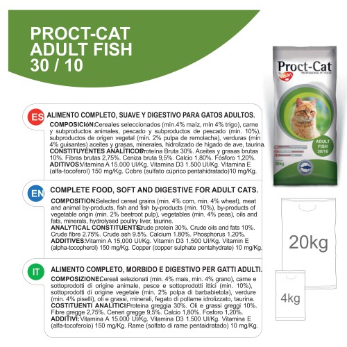 Alimento para Gatos Proct-Cat Pescado y Verduras 4 Kg