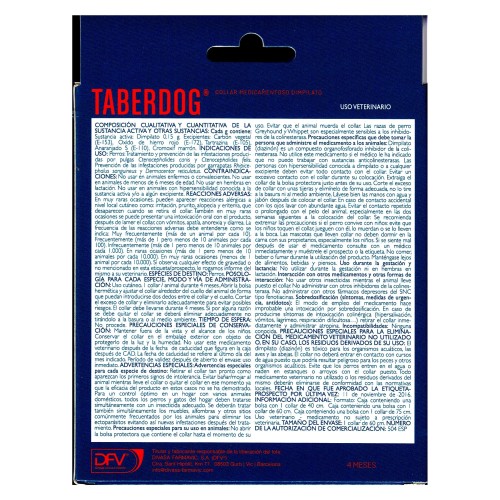 Collar Dimpilato Taberdog 60cm - Antiparasitario para Perros