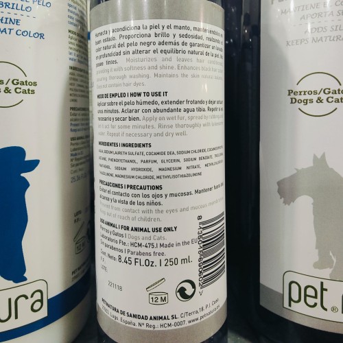 Champú Pelo Negro para Perros 250ml Petnatura