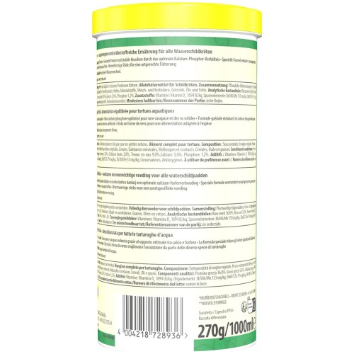 Tetrareptomin Alimento Completo para Tortugas Acuáticas 1 Lt.