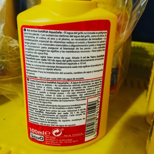 Tetra Goldfish Aquasafe Acondicionador de Agua 100 Ml