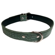 Collar de Piel Verde para Perros