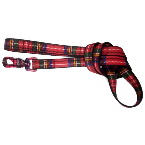 Red Check Nylon Leash 19x1050