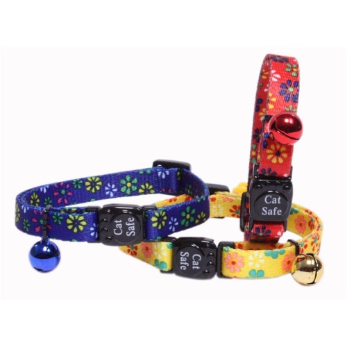 Collar Gato Nylon Flores 10x200mm Estiloso y Seguro