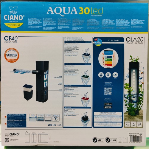 Kit Acuario Aqua 30 LED Negro
