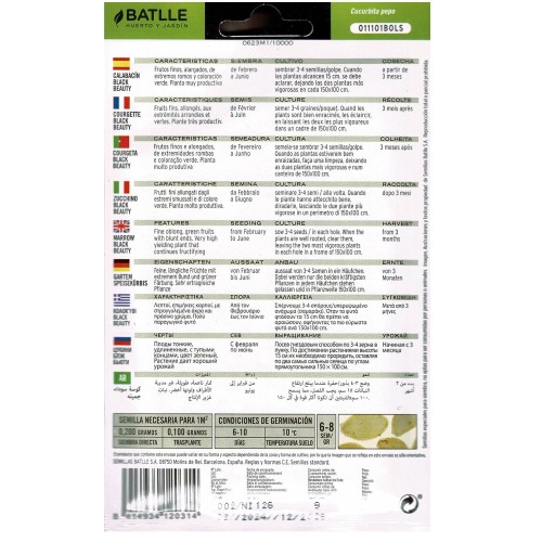 Black Beauty Zucchini Seeds Pack
