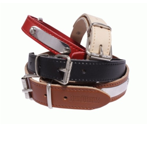 Collar de Cuero 20x450 mm Negro para Perros