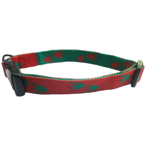 Collar Huellas Verde/Rojo 20x400-500
