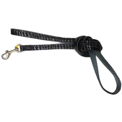 Black Soft Crocco Leash 15mm x 1200mm for Mini Breeds
