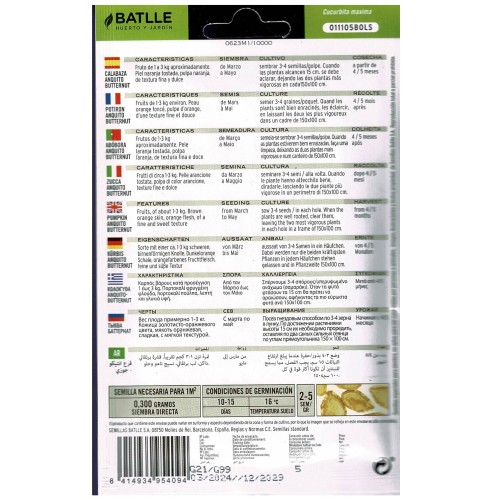 Butternut Squash Seeds Packet for Cultivation