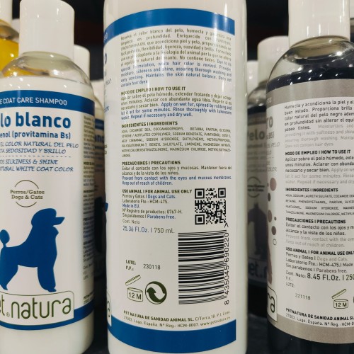 Champú Pelo Blanco 750ml para Mascotas Previene el Amarilleamiento