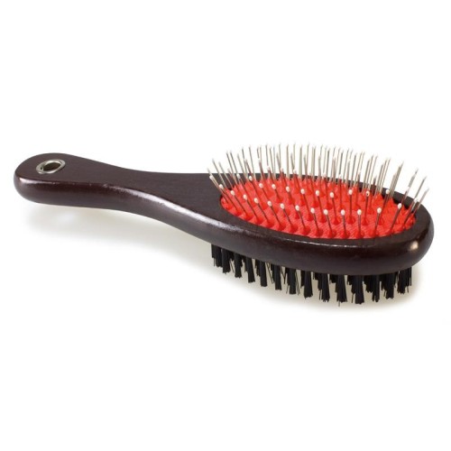 Cepillo Doble de Madera Mediano para Perros - Esencial para Grooming