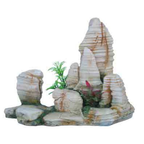 Decoración Roca Con Planta 23x12x17cm.