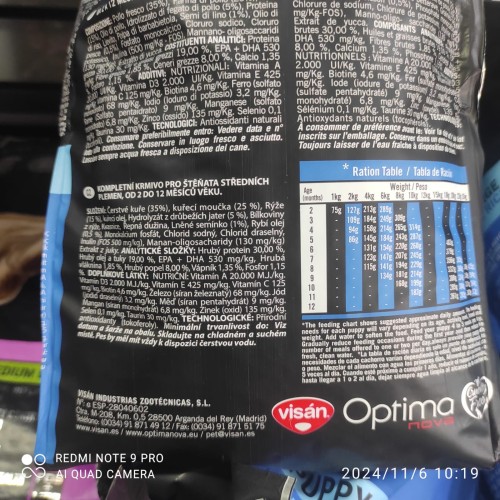 Optima Nova Puppy Medium Pollo 12 Kg