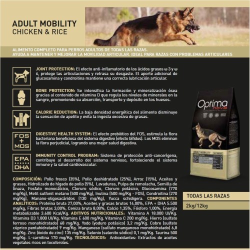 Optima Nova Mobility Pollo/Arroz 2 Kg