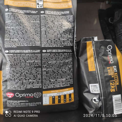 Optima Nova Cat Kitten Pollo Arroz 400g Comida Premium
