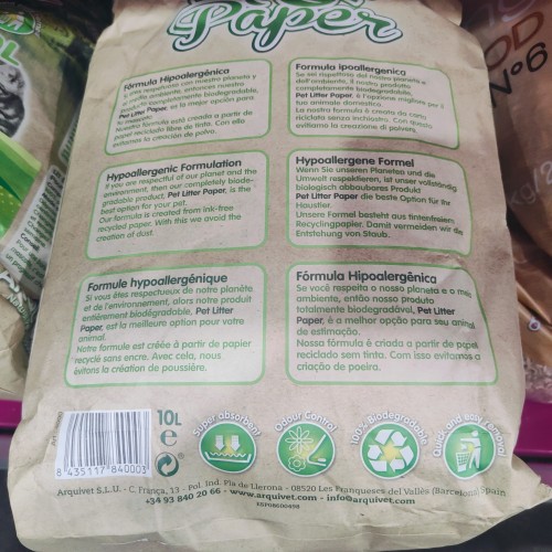 Lecho Ecológico para Gatos Papel 10L