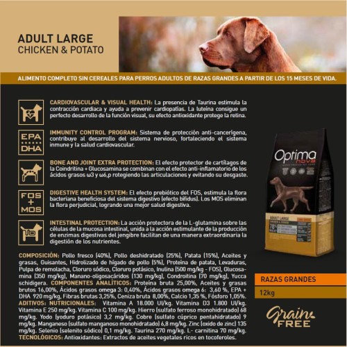 Optima Nova Adult Large Chicken and Potato 12 Kg