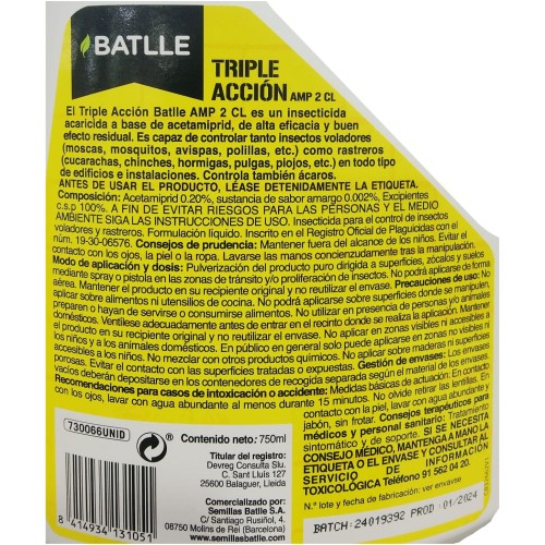 Triple Accion (insectos) 750 Ml. Batlle