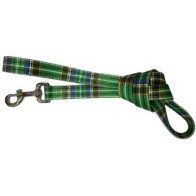Green Checkered Nylon Leash 20x120 Stylish Pet Accessory