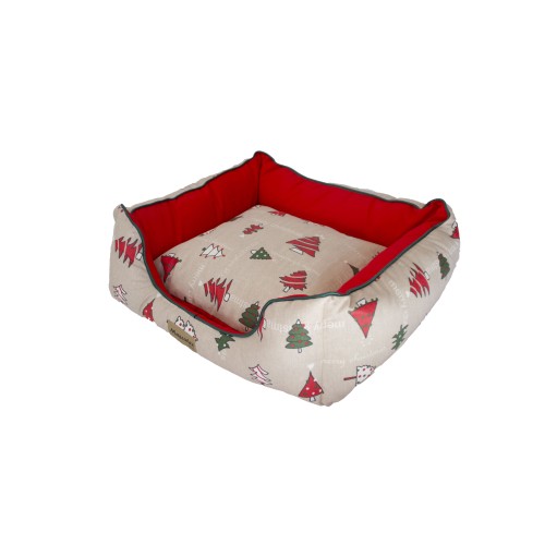Cuna Navidad Abetos Rojo 45x40x20 para Mascotas