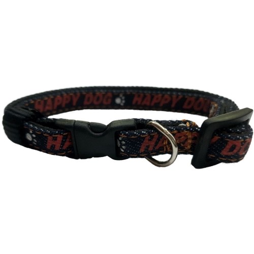 Collar Nylon 15mm 25-35cm Happy Dog Negro