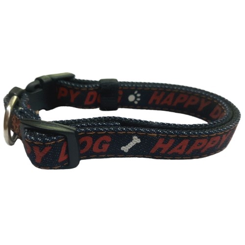Collar Nylon 15mm 25-35cm Happy Dog Negro