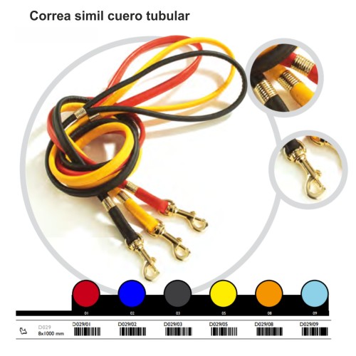 Leather-like Tubular Leash 8x1000mm Yellow