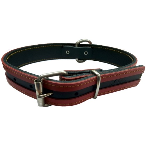 Leather Dog Collar Red and Black